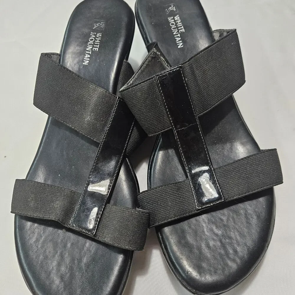 White Mountain Black Strappy Sandals